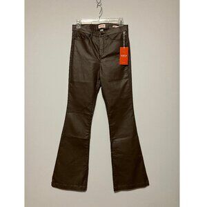 NWT Sofia Melisa Brown Flared Faux Leather Pants, Size 2, Coated Dark Earth